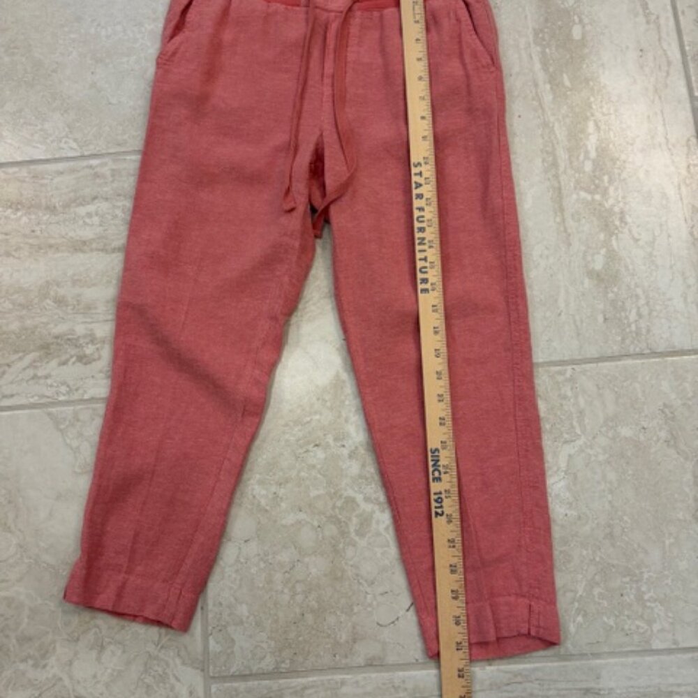 Susma Women's Coral Linen Blend Drawstring Pants Size XS Summer Resort Comfy - Picture 9 of 9